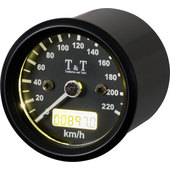 T&T elektronischer Tachometer 48 mm, -220KM/H, schwarz