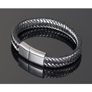 Armband "Leather and Steel"