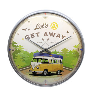 Retro wandklok VW Bulli - Let's Get Away