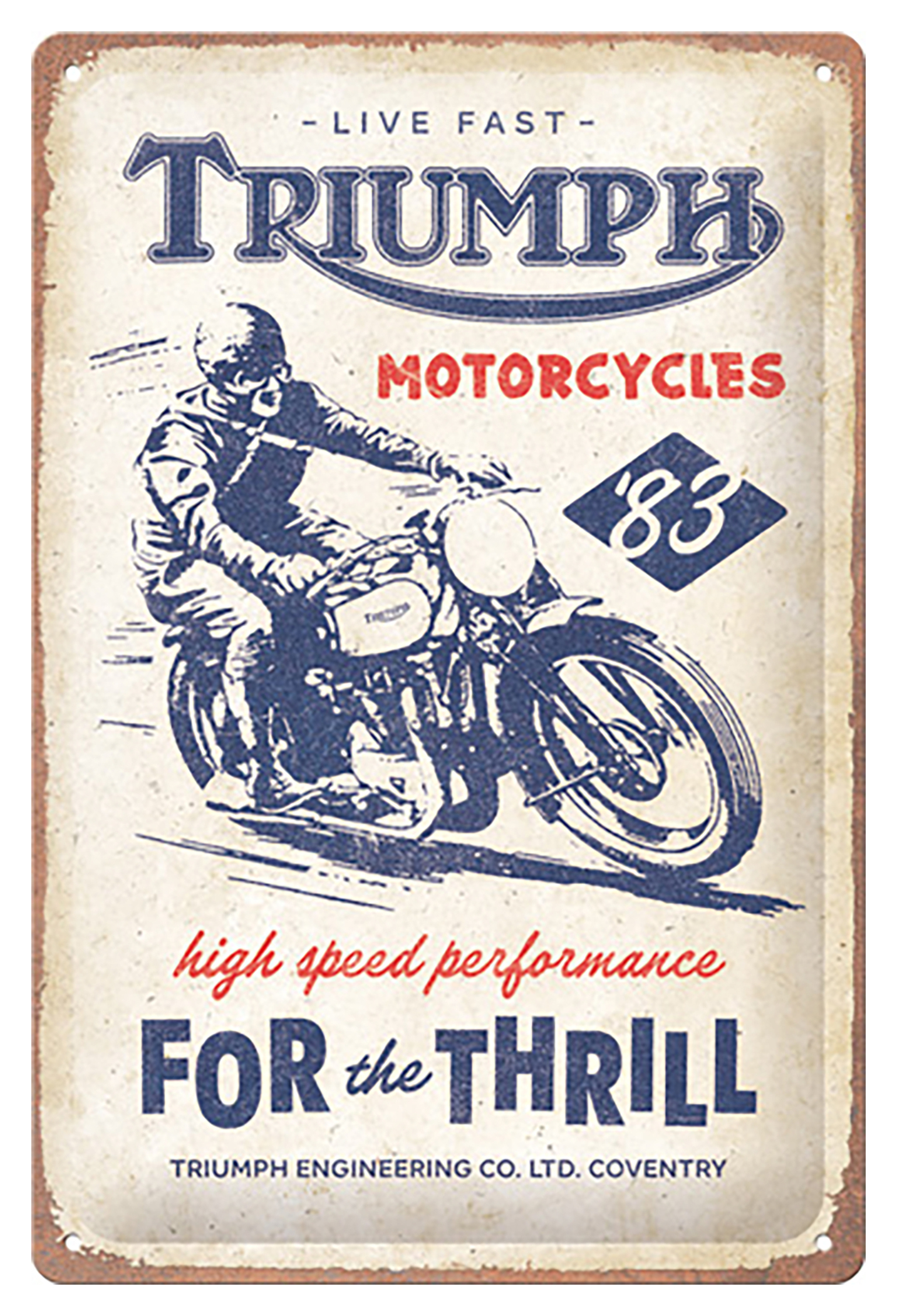 Plaque Métal Vintage Triumph Motorcycle – 20x30 Cm, Rétro Garage Ou Salon, Idée Cadeau Moto Passionné, Made In Germany