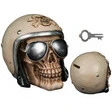 undefined Spardose Totenkopf mit Motorradhelm