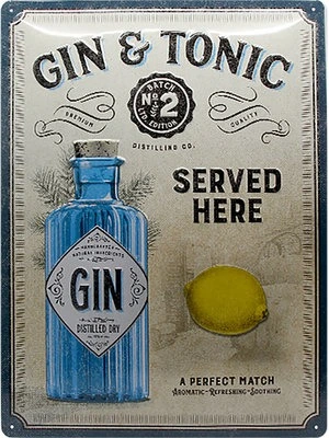 Targa metallica retro Gin & Tonic