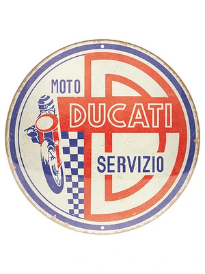 Round tin sign, 3D embossed