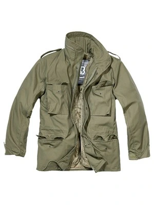 Brandit Britannia Giacca Invernale Uomo In Cotone - Modello M65, Fodera In Peluche, Cappuccio Nascosto, Colore Nero, Taglia XL