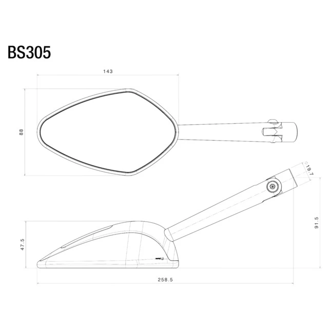 Rizoma Veloce L Sport Spiegel mit Blinker, Alu