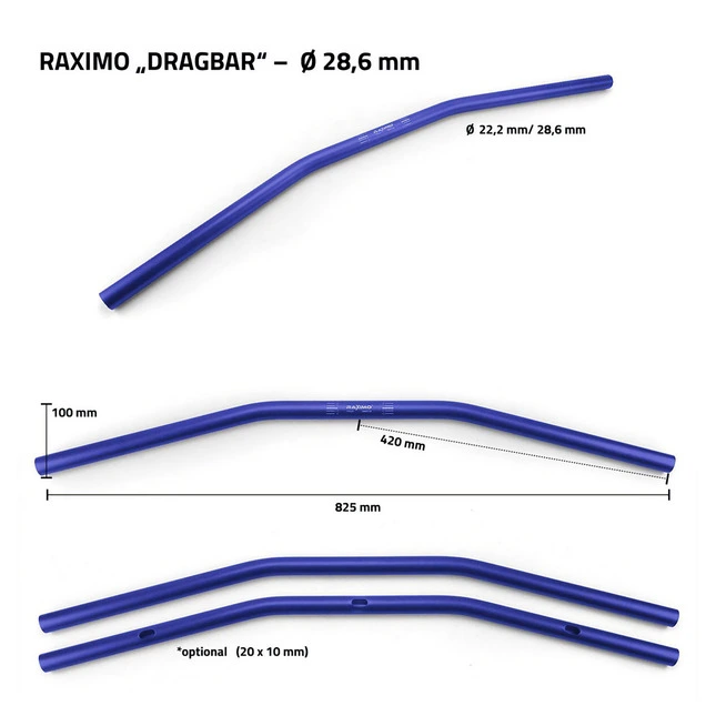 RAXIMO Alu-Lenker Drag Bar, Konif., Loch
