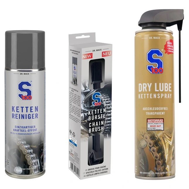 S100 3er-Kettenpflege-Set Dry Lube Spray