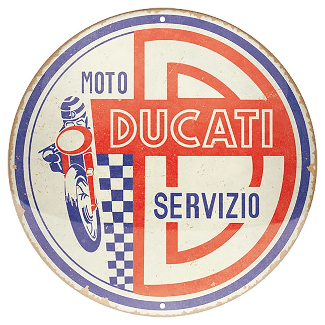 Ducati Corse Blechschild Rund, 3D-Geprägt