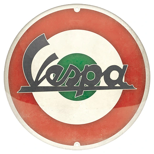 Vespa Blechschild Rund, 3D-Geprägt