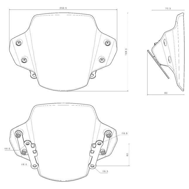 Rizoma Windschild mit Montagesatz, Polycarbonat
