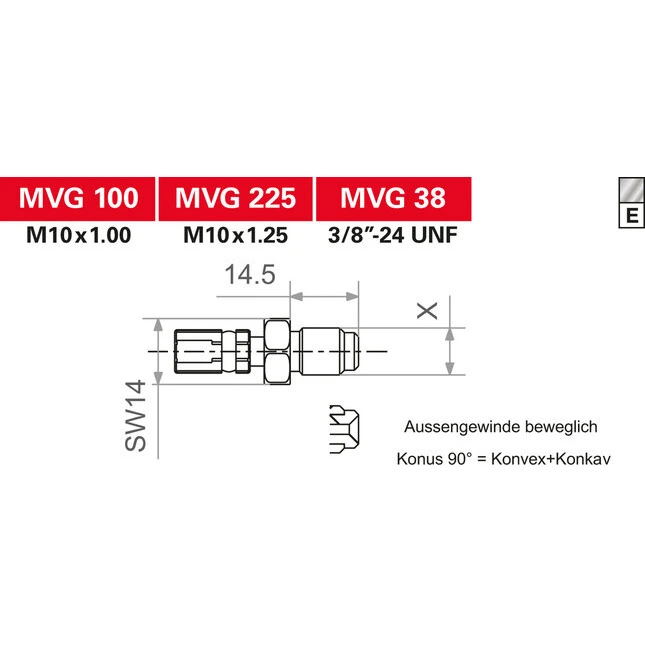 TRW Vario Anschluss In Edelstahl