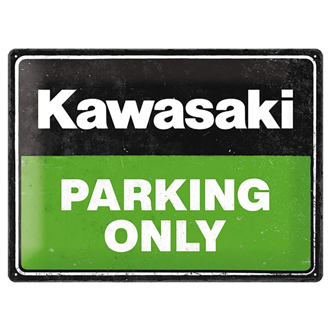 Kawasaki Blechschild Kawasaki "Parking Only"