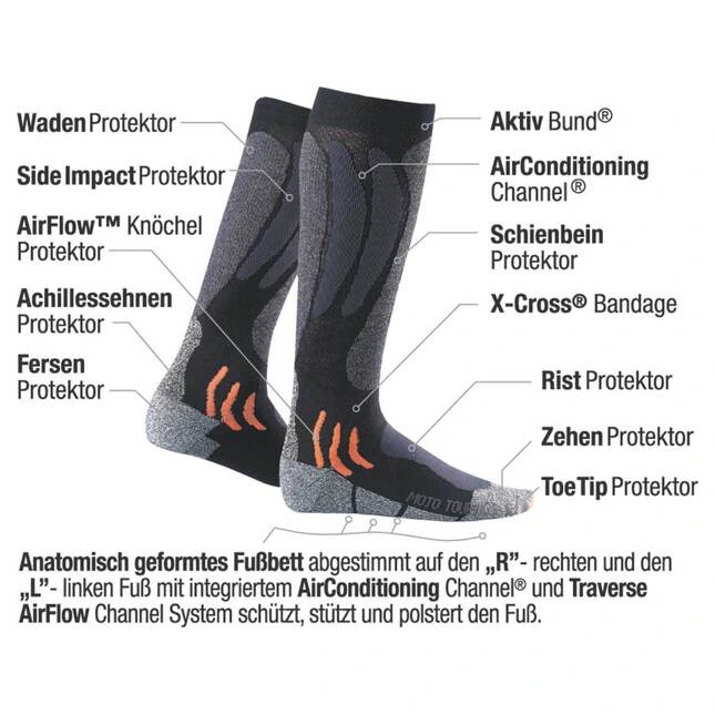 X-Socks X-Socks Moto Touring Motorradsocken Lang