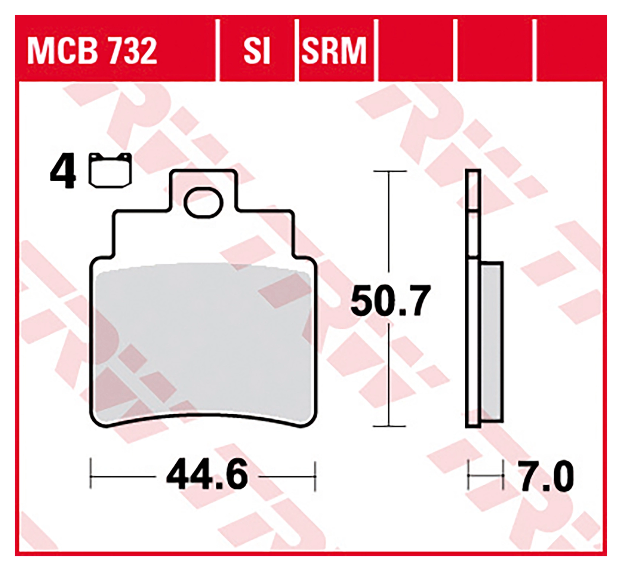 TRW Bremsbeläge MCB793SRQ – Für Aprilia SXV Motorräder, Dicke 8,3 Mm, Höhe 49,7 Mm