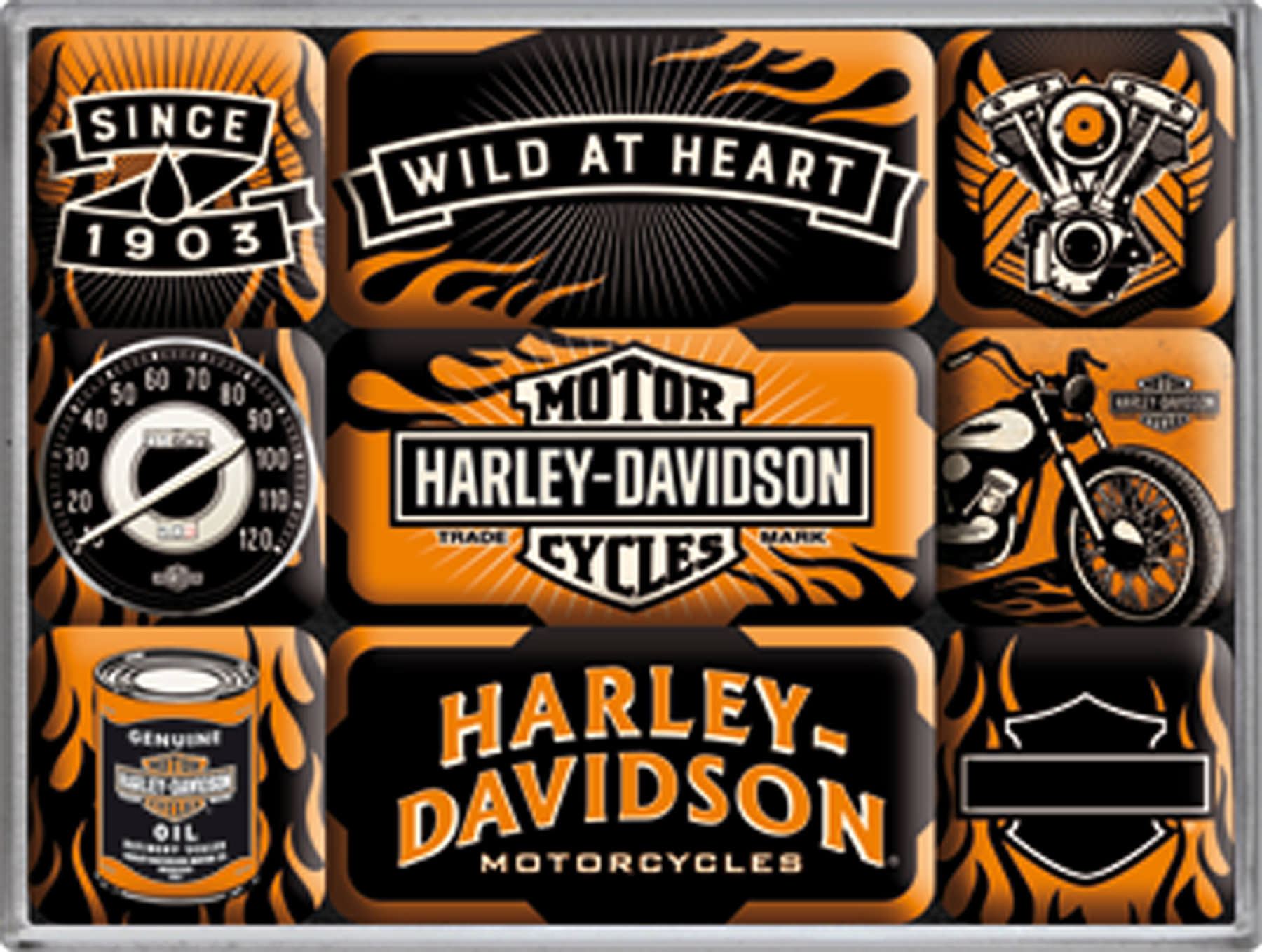 Harley Davidson Motorrad Magnet Set mit 9 Magneten 