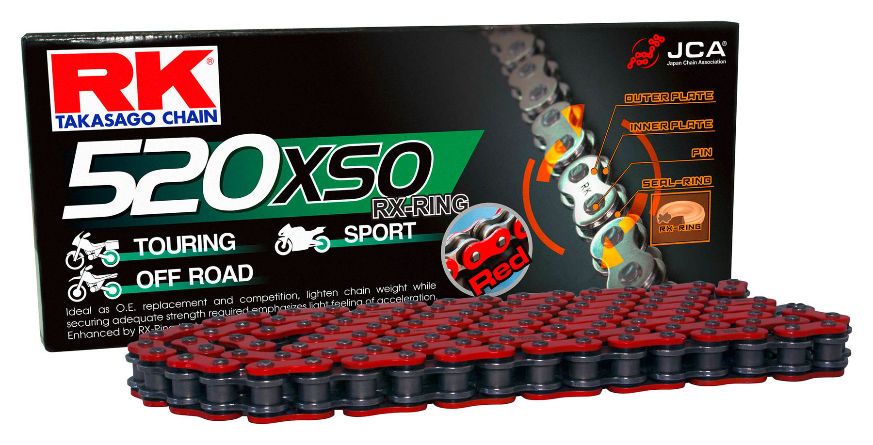 RK Kettensätze RK chain kit with coloured Chain, Pinion, Sprocket