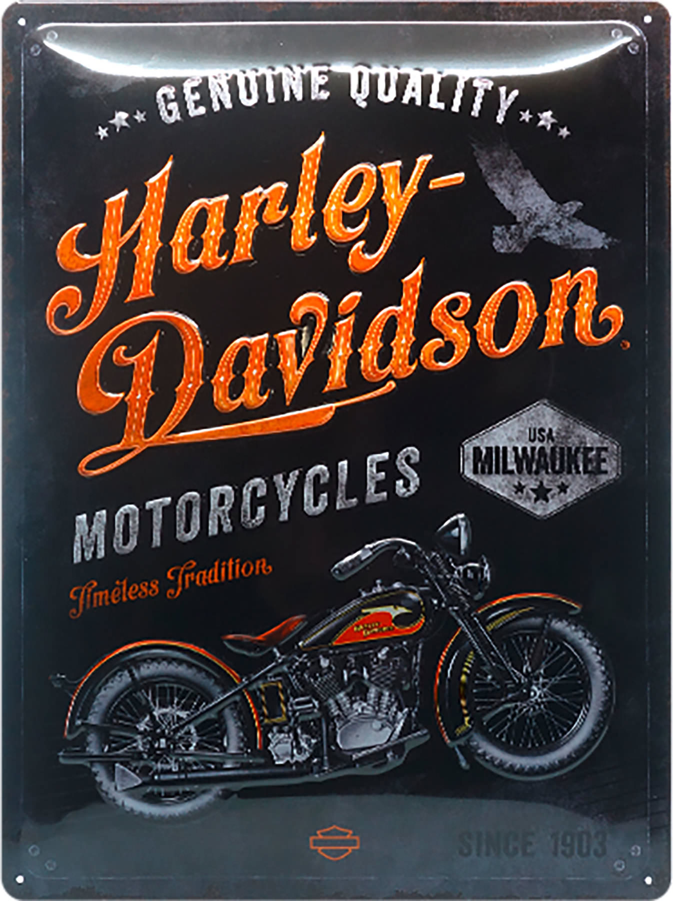Blu 30 x 40 x 0.2 cm Blechschild 30x40 cm Cartello Metallo Harley-Davidson-Logo Blue Nostalgic-Art 23244 