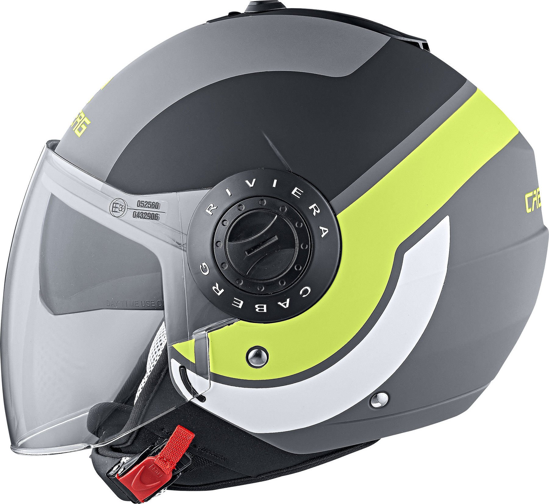 Caberg Riviera V3 Sway Matt Gun Black Orange Fluo Open Face Motorcycle Helmet 