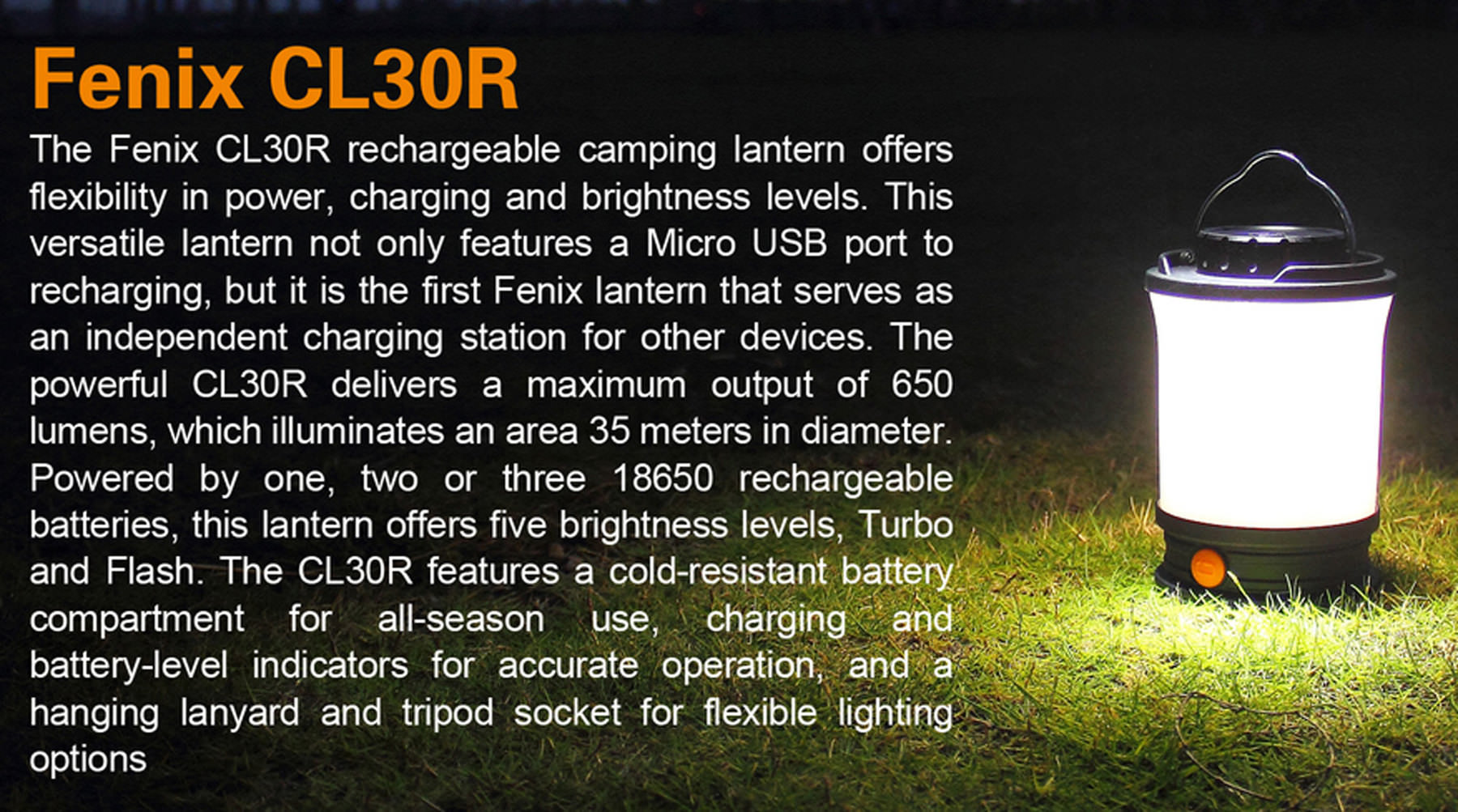 Fenix FENIX LEDLANTERN CL30R 650 LUMENS BLACK