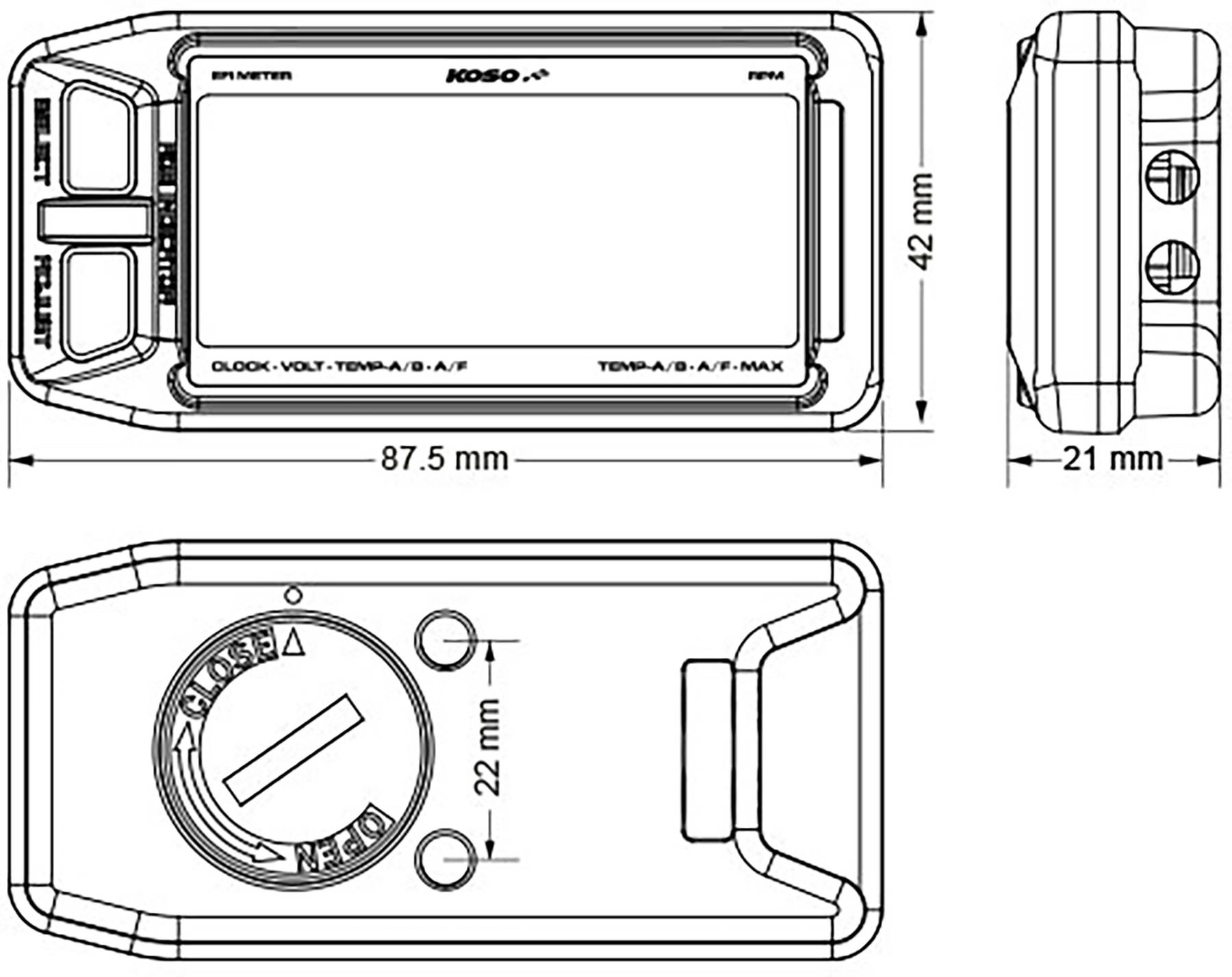 Koso KOSO EFI MULTIMETER TACHOMETER & TEMPERATURE