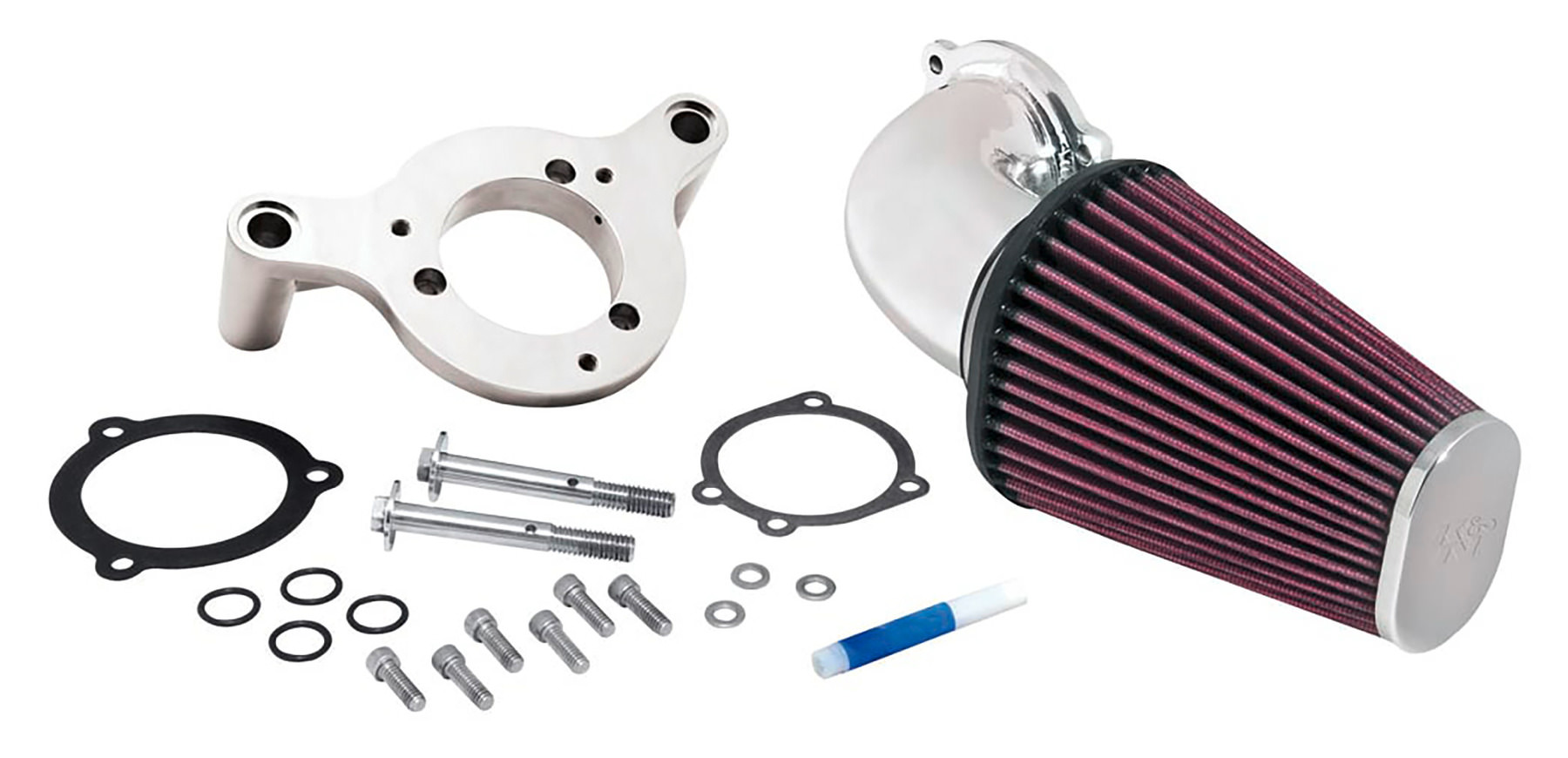 K&N RK-3915-1 Motorrad Lufteinlass-System – Waschbarer Hochleistungs-Luftfilter In Rot, Verchromte Abdeckung