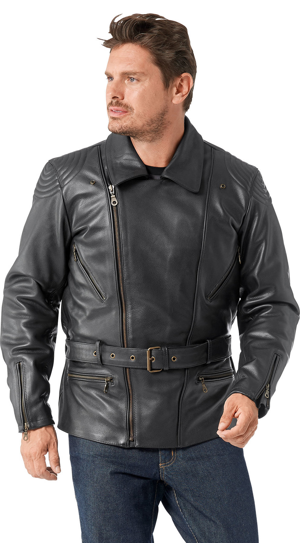 Herren Lederjacke Highway Motorradlederjacke motorbike rela leather jacket fashi 