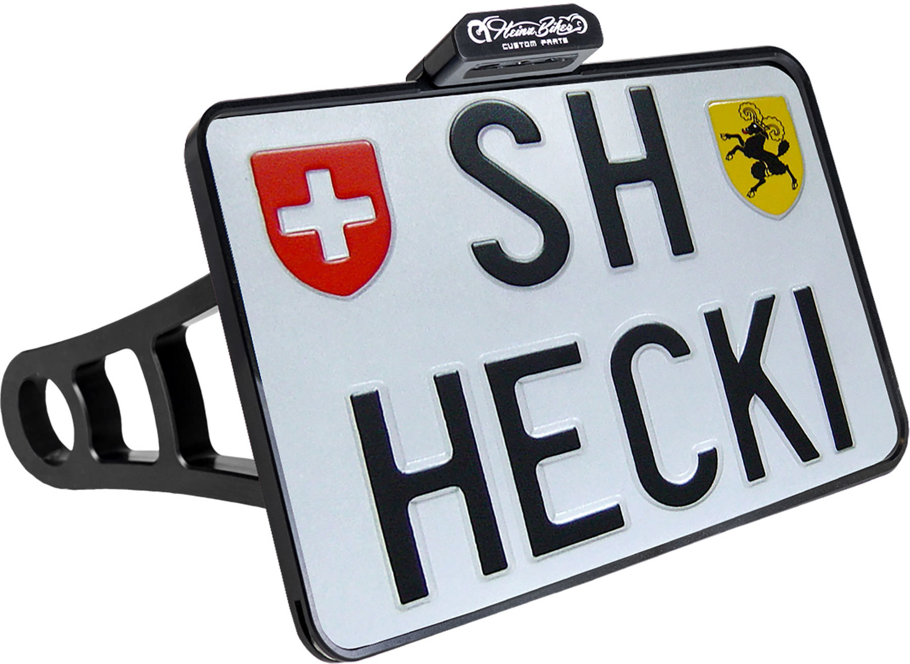 HeinzBikes Side Mount license plate holder Black with license plate