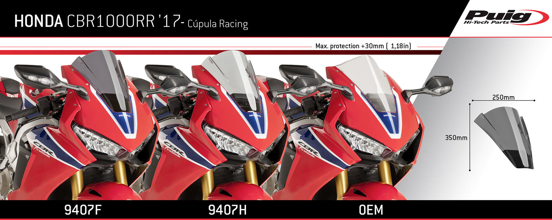 Puig 8912F Z-Racing Windschutzscheibe Stark Getönt – Aerodynamisch, Für Sportliche Sitzposition, Erhöhter Schutz