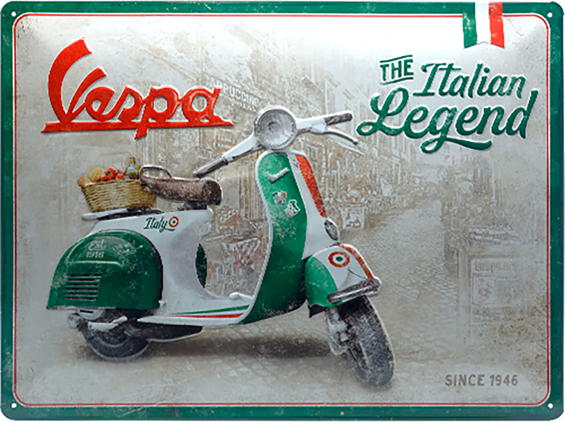 Scenario demonstratie Aap Retro metalen wandbord Vespa Italian Afmetingen: 40 x 30 cm kopen | Louis  motor – kleding en techniek