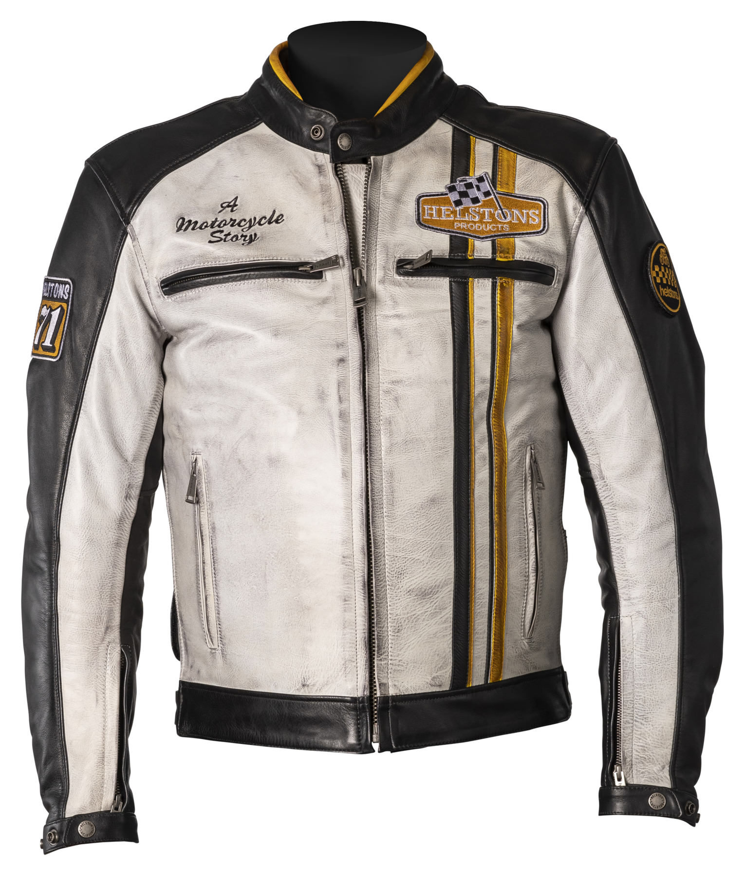 Motorrad & Freizeit Leder Jacke Biker Custom Rindsleder Jacket Retro Protektoren