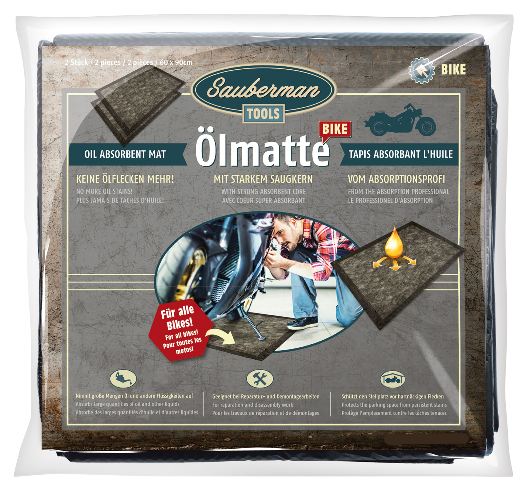 SAUBERMAN OILMAT SET OF 2 BLACK, 600X900MM