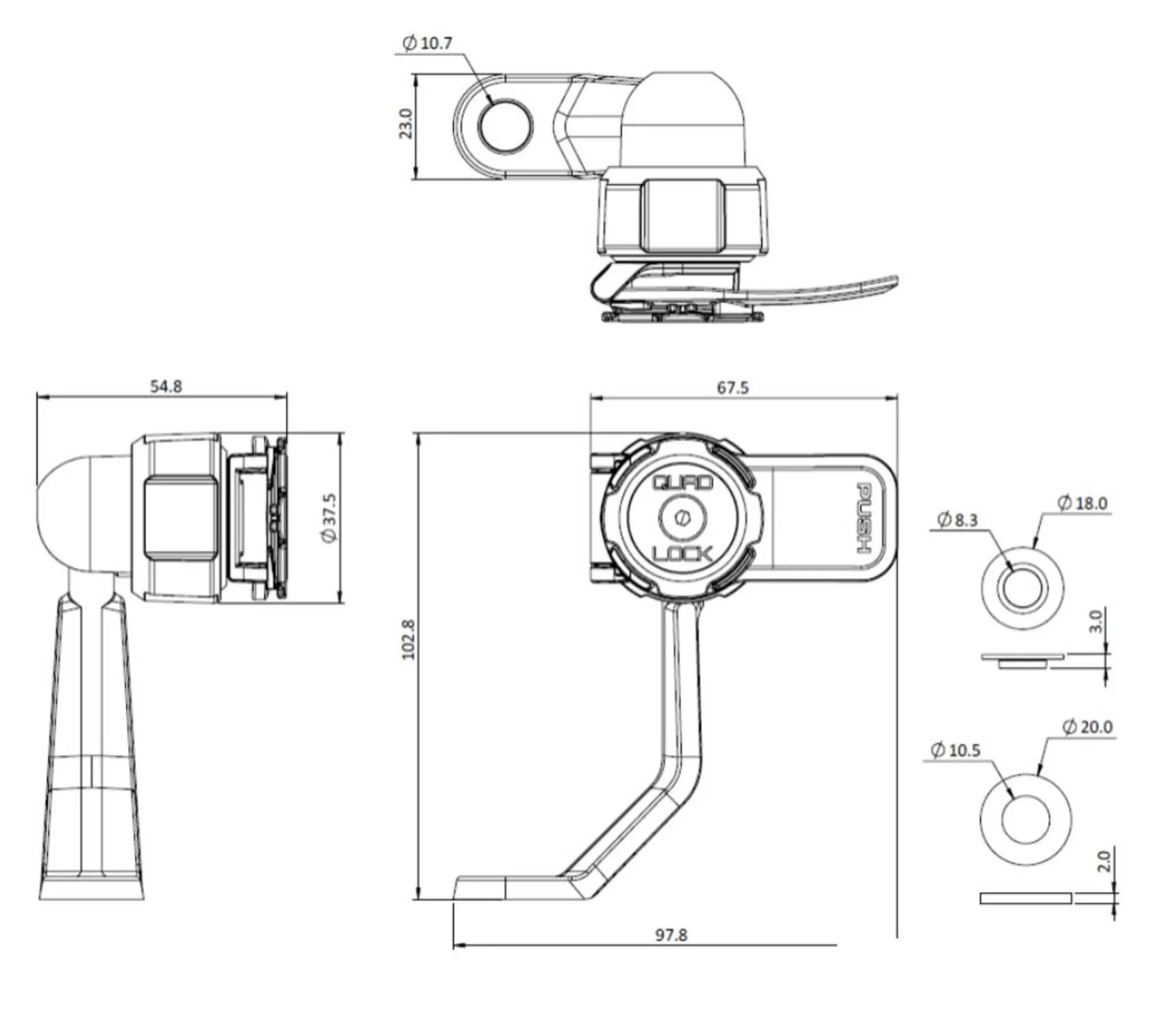 Moped-/Motorrad Spiegelgewindenhalterung