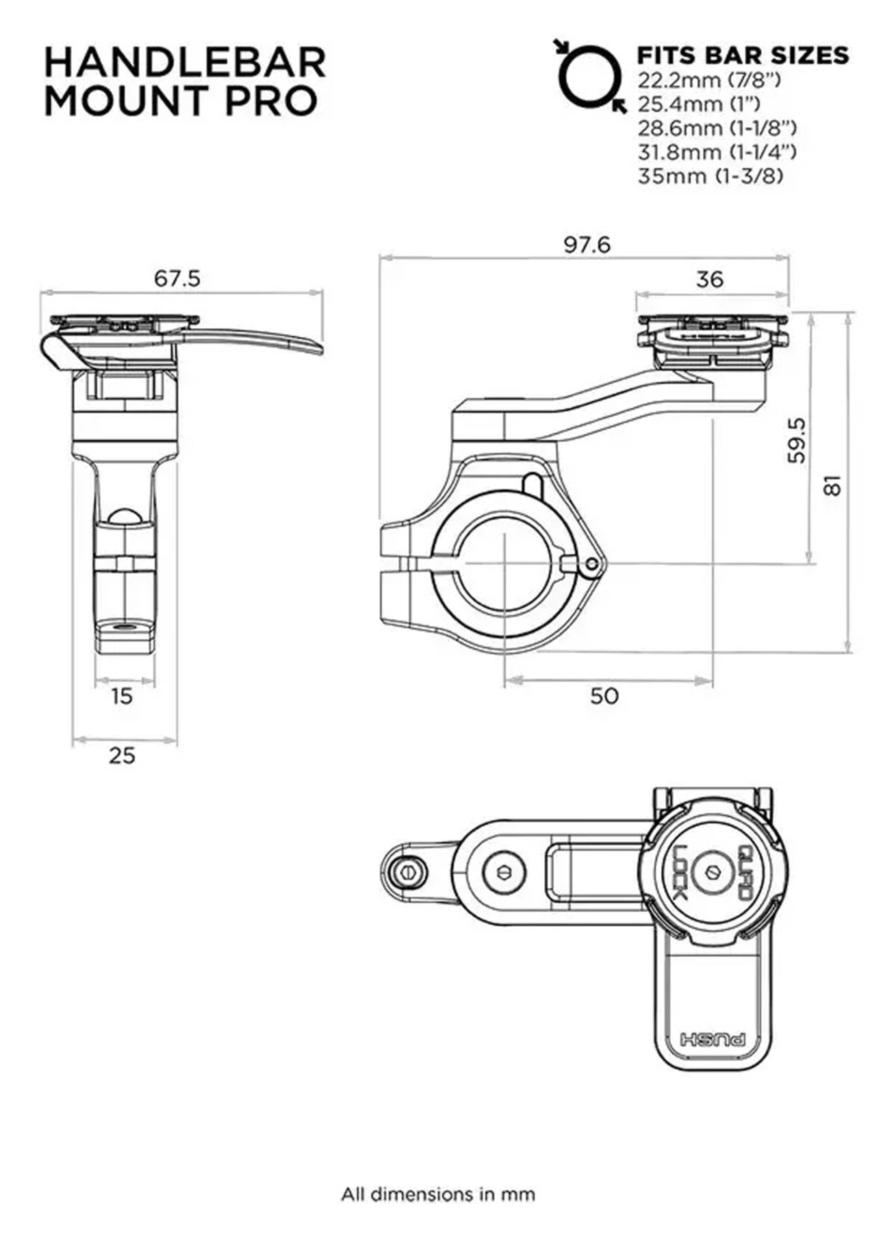 Beslag til motorcykelstyr Pro, Krom