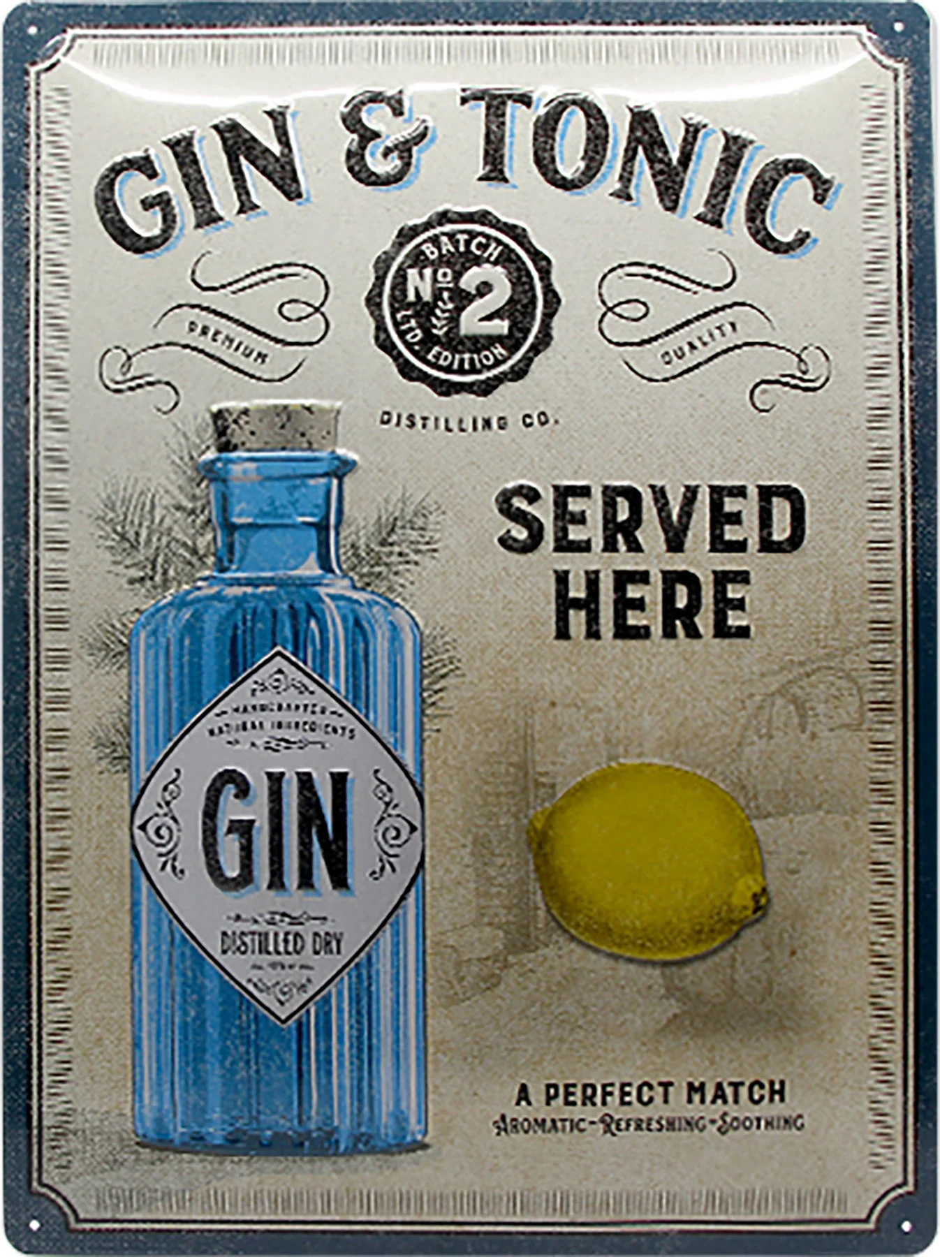 Targa metallica retro Gin & Tonic