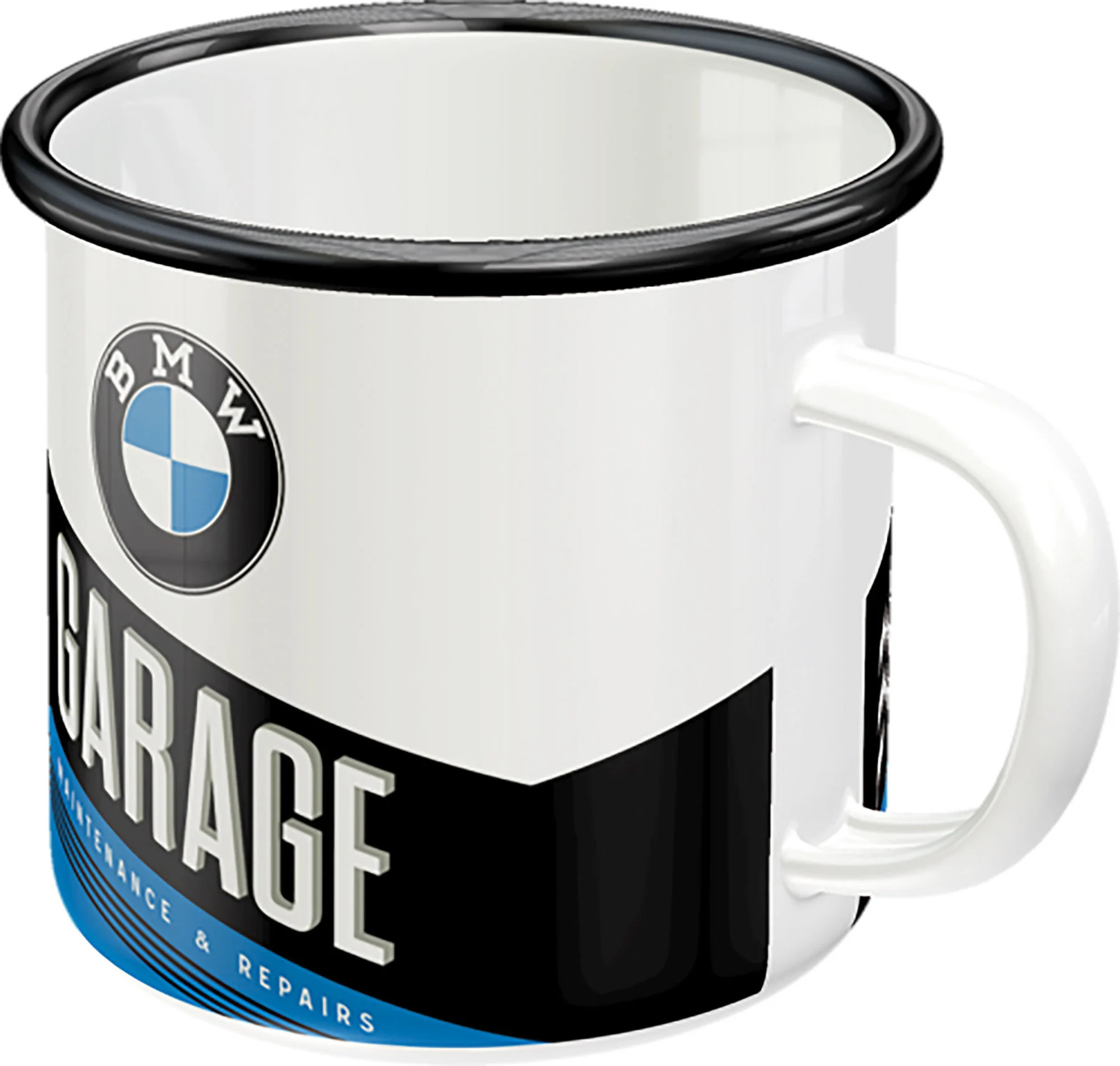Retro Emaille Becher - BMW Garage