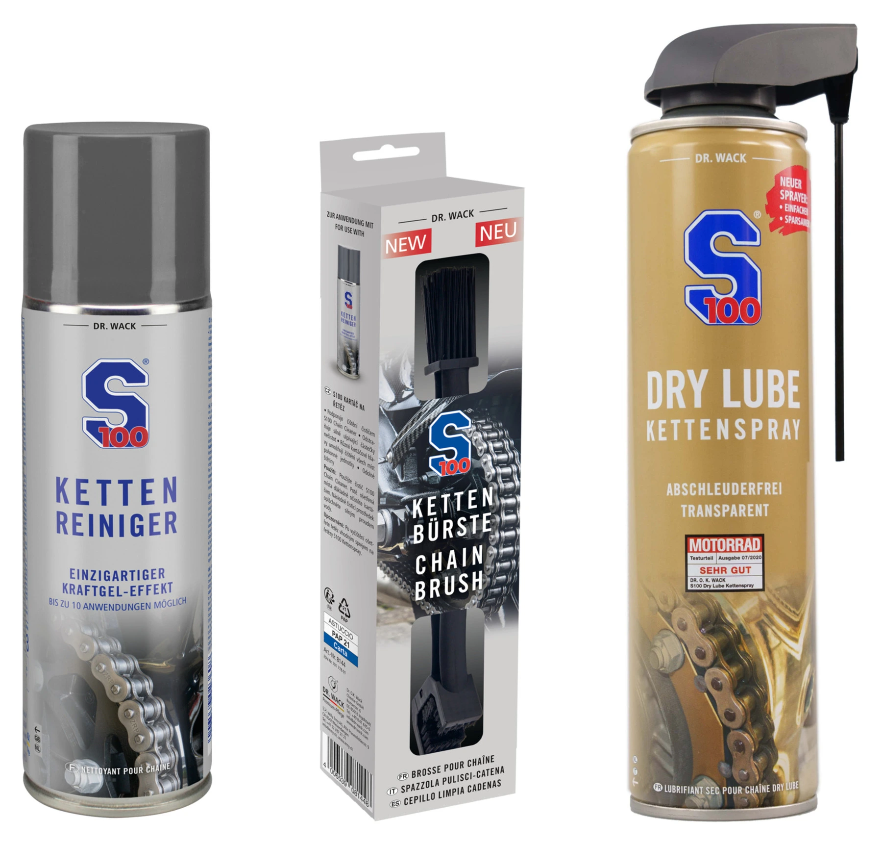 3er-Kettenpflege-Set Dry Lube Spray