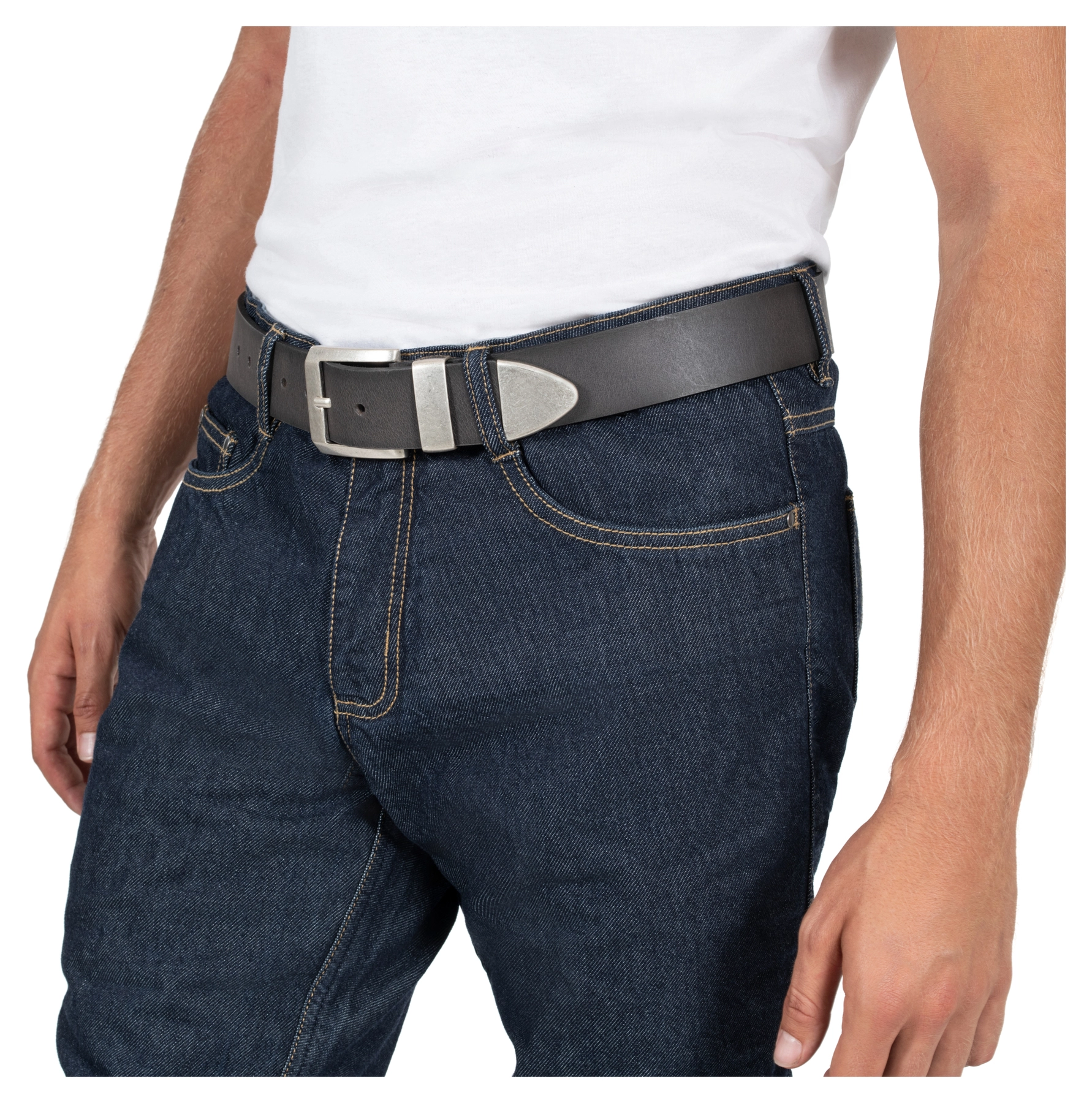 DL-AC-9 leather belt, grey