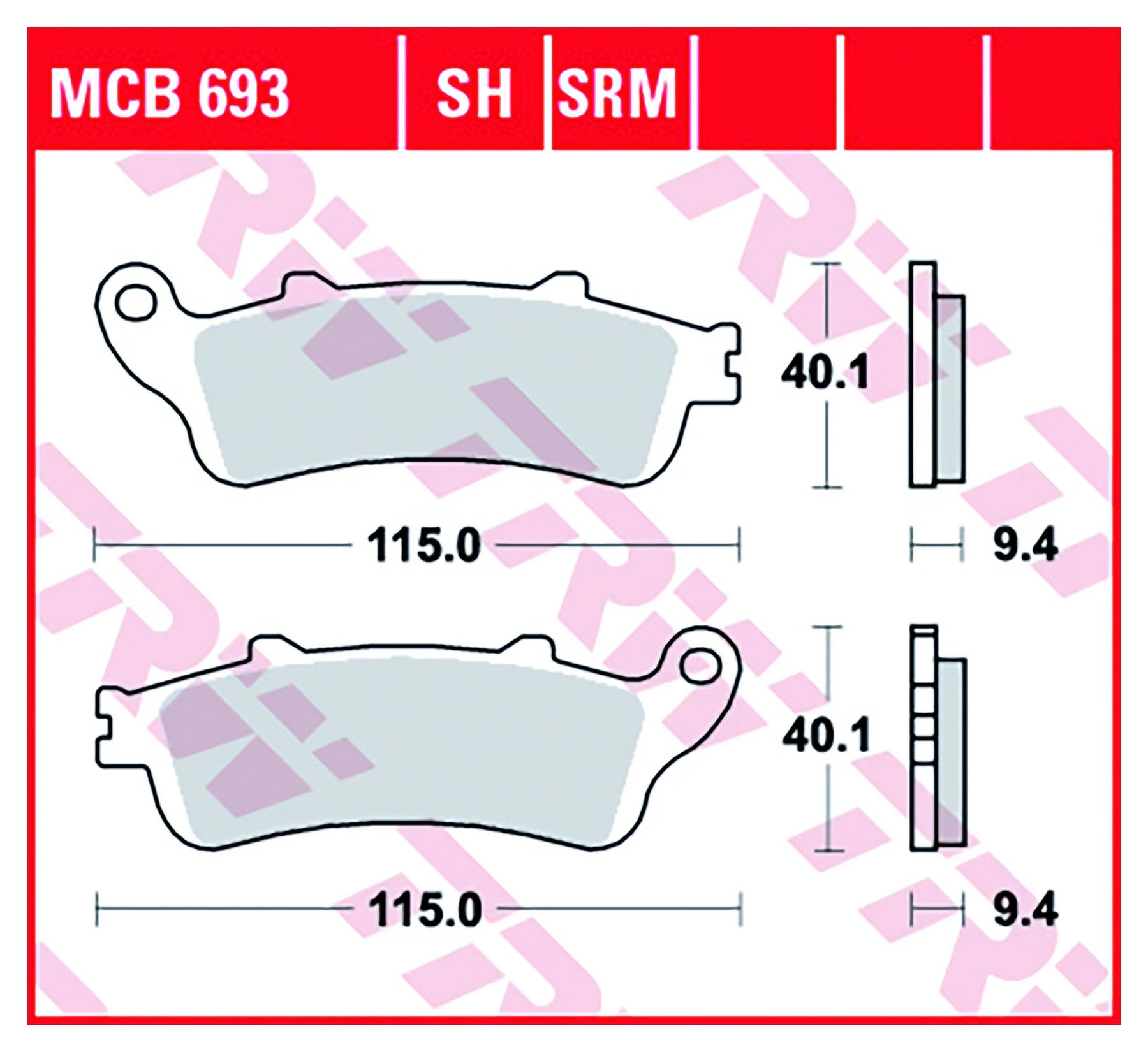 TRW MCB751 Kit Pastiglie Freno A Disco - Set Assale Con Dimensioni 88.2x46.1x8.4mm
