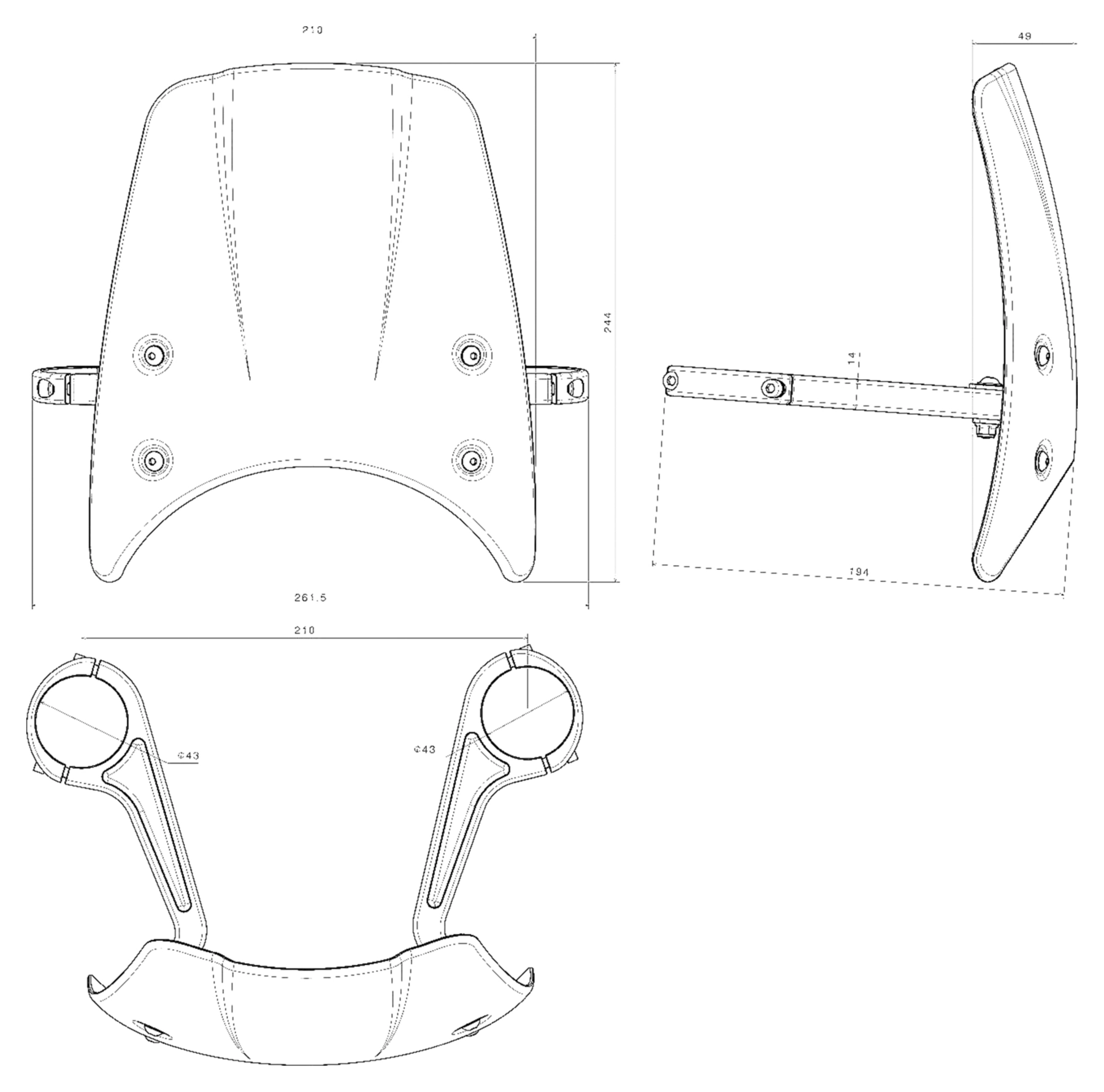 Windscreen incl. mounting kit with ABE