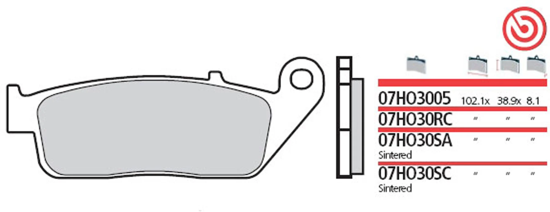 Brzdová obložení Brembo ze slin. kovu