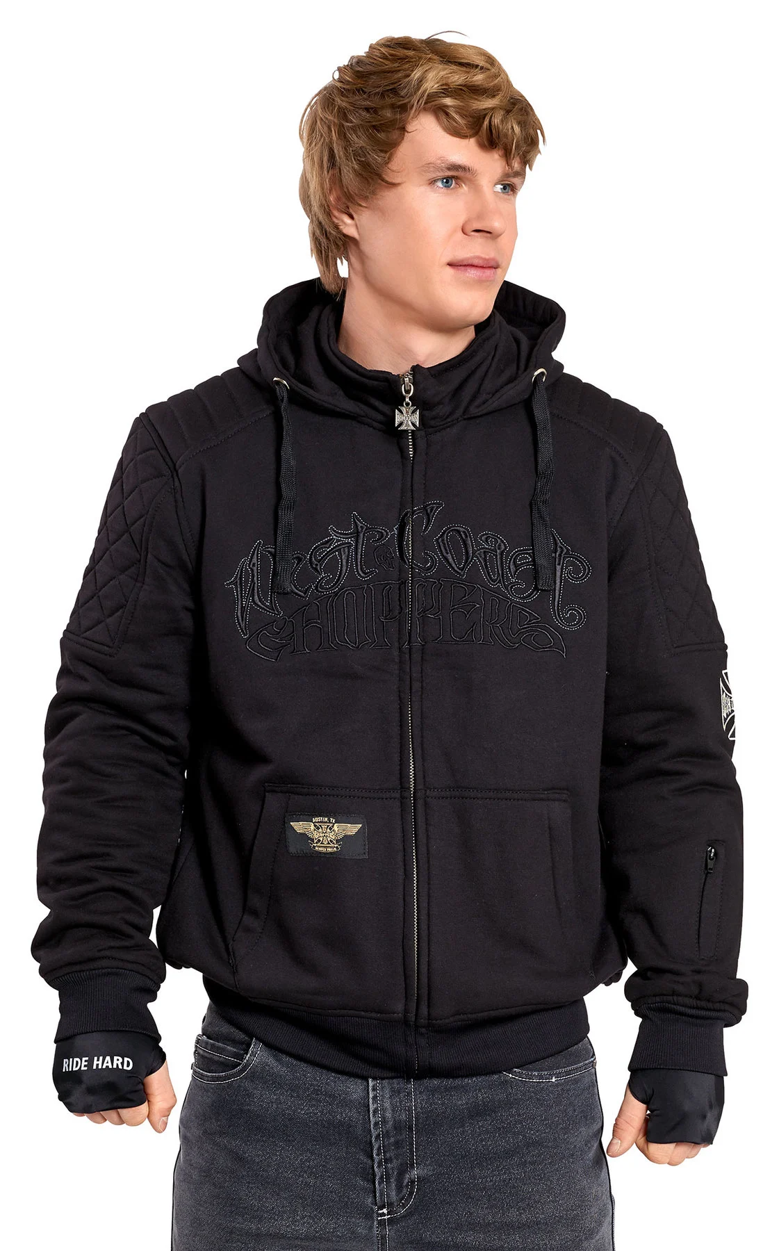West Coast Choppers West Coast Choppers Por Vida Riding Hooded Motorcycle Jacket