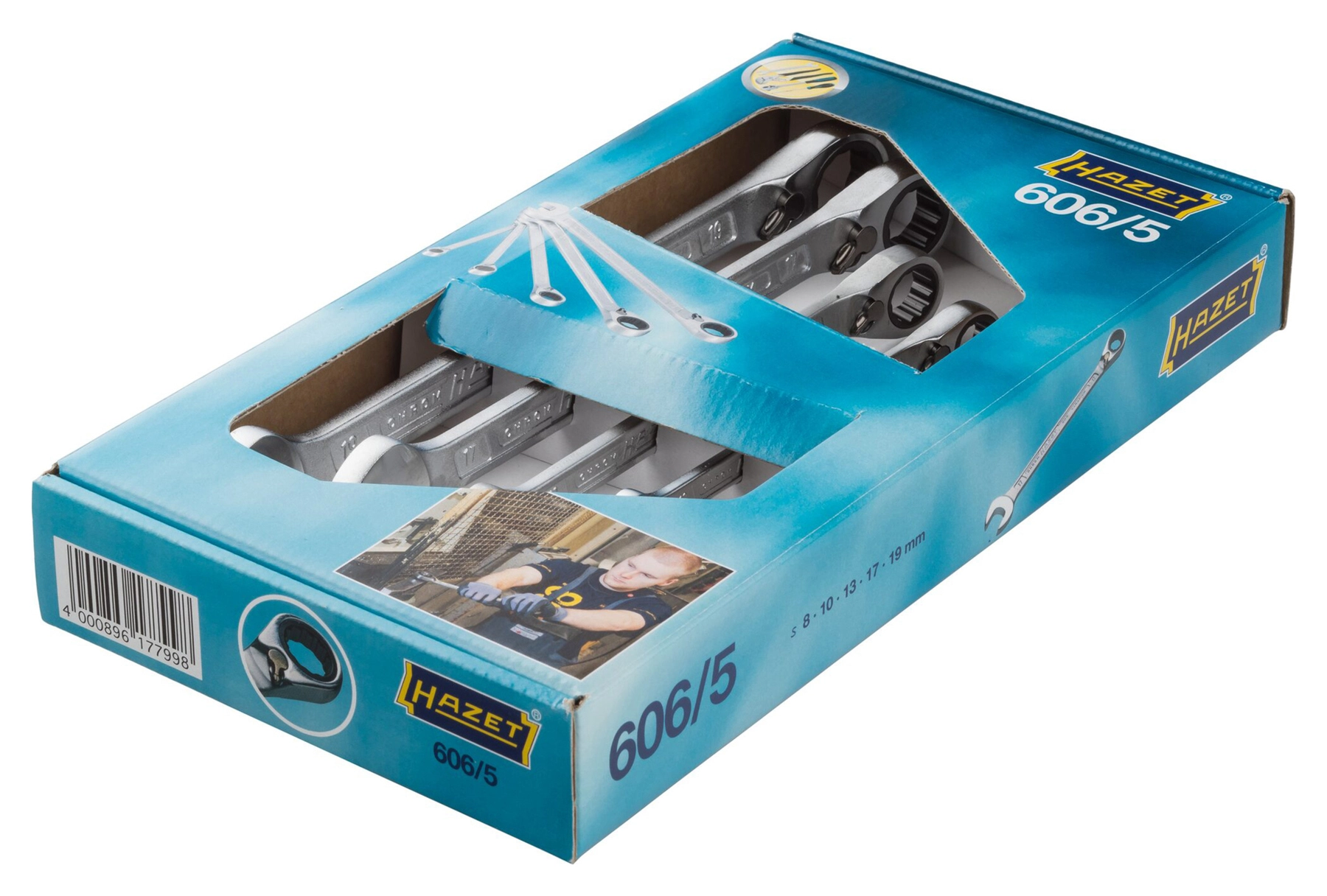 Jeu De 10 Clés Mixtes HAZET 600SPC/10 – Ouverture 8-19 Mm, Double Hexagone, Profil T Stable, Fabriqué En Allemagne