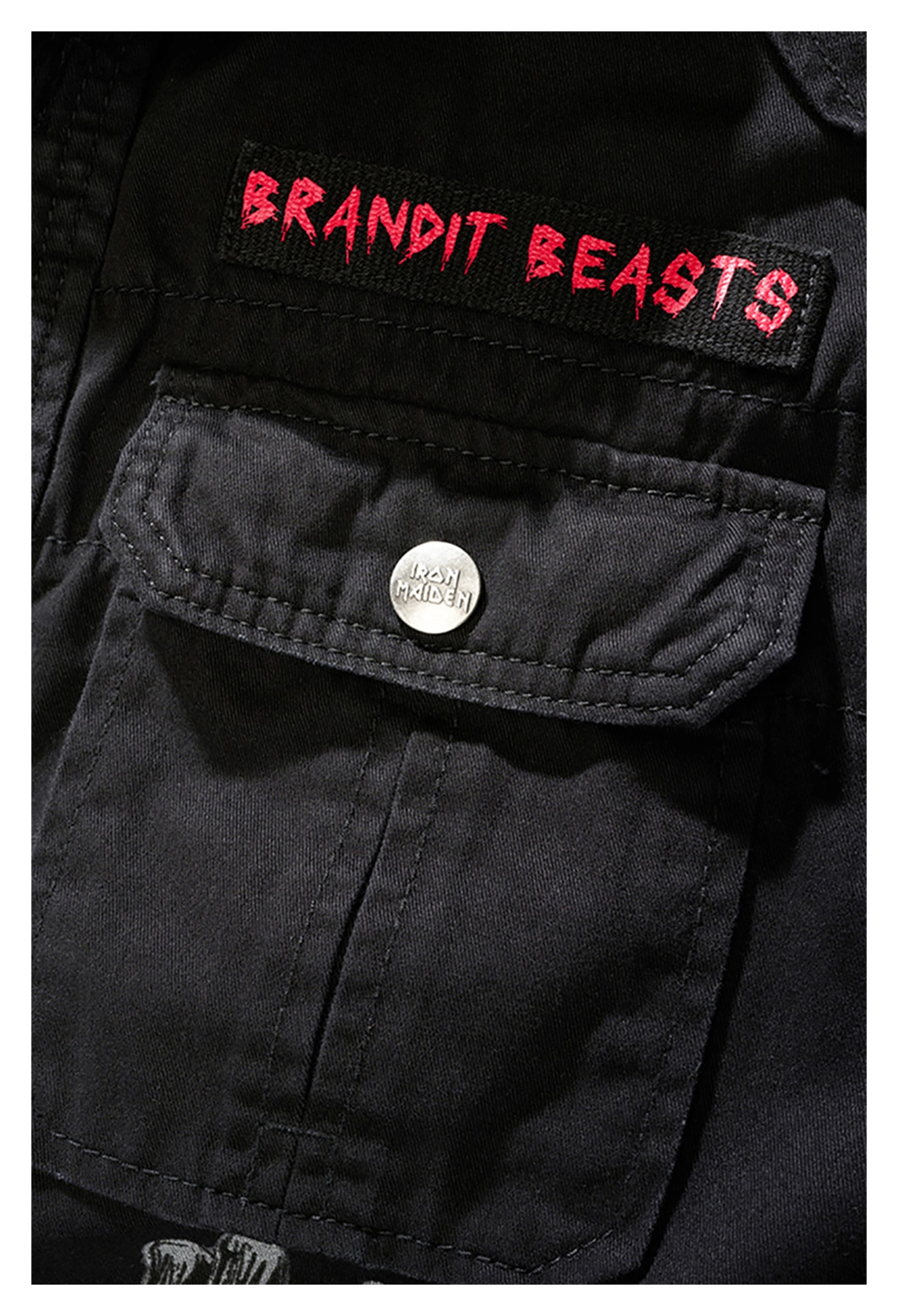 Brandit Iron Maiden Savage Shorts The Number of The Beast Black Edition, Uomo, Black, M