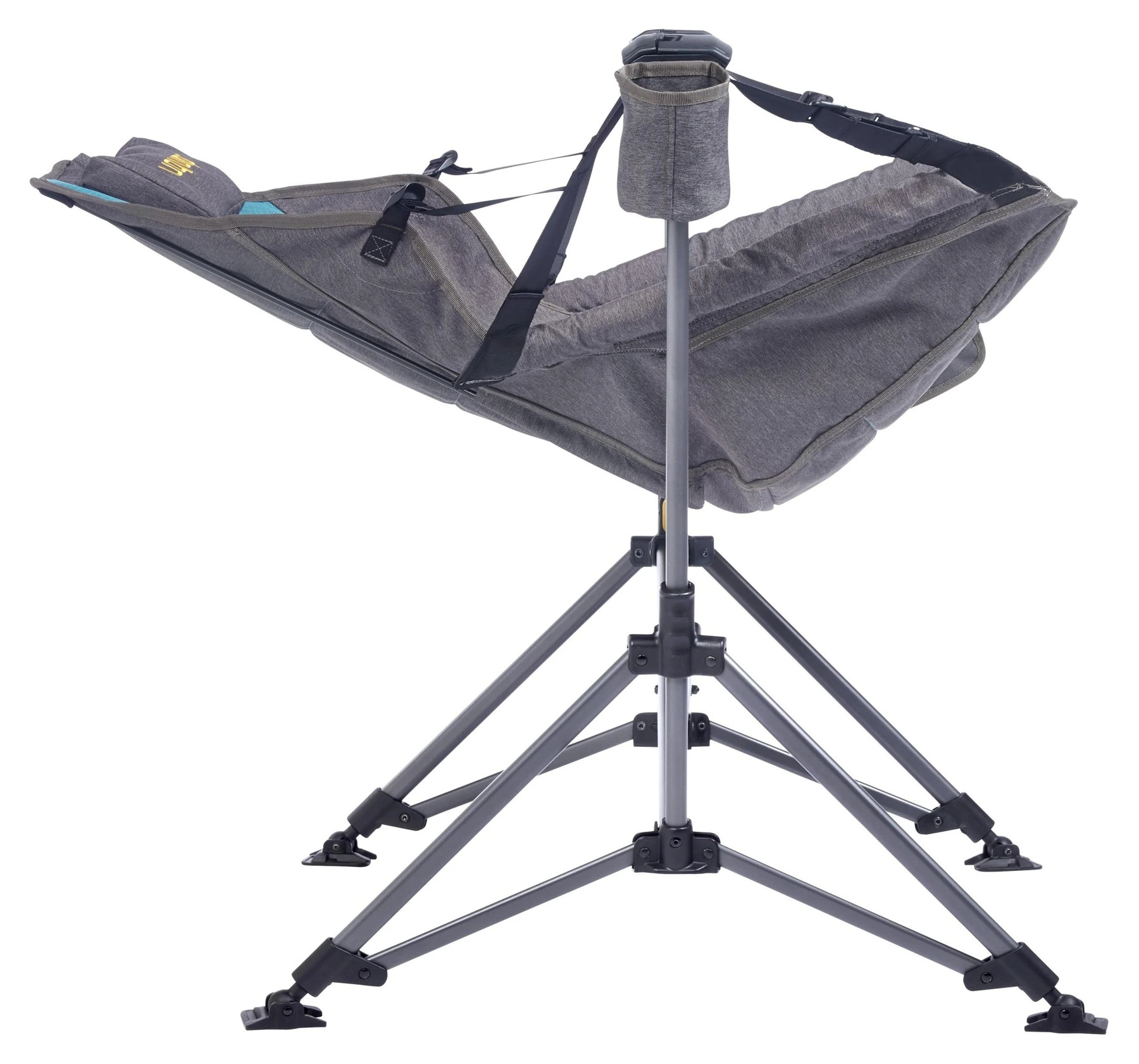 Uquip Sedia A Dondolo Da Campeggio Rocky 2.0 - Pieghevole, Sospesa, Con Portabevande E Tasca, Colore Petrolio/Grigio, Portata 120kg