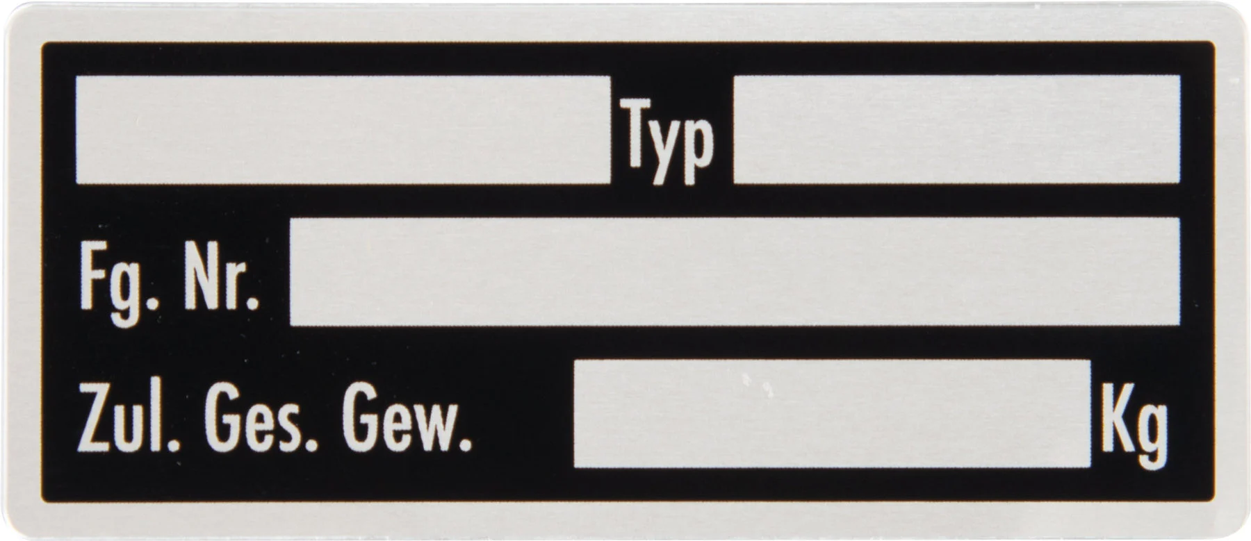 Typenschild Plastik