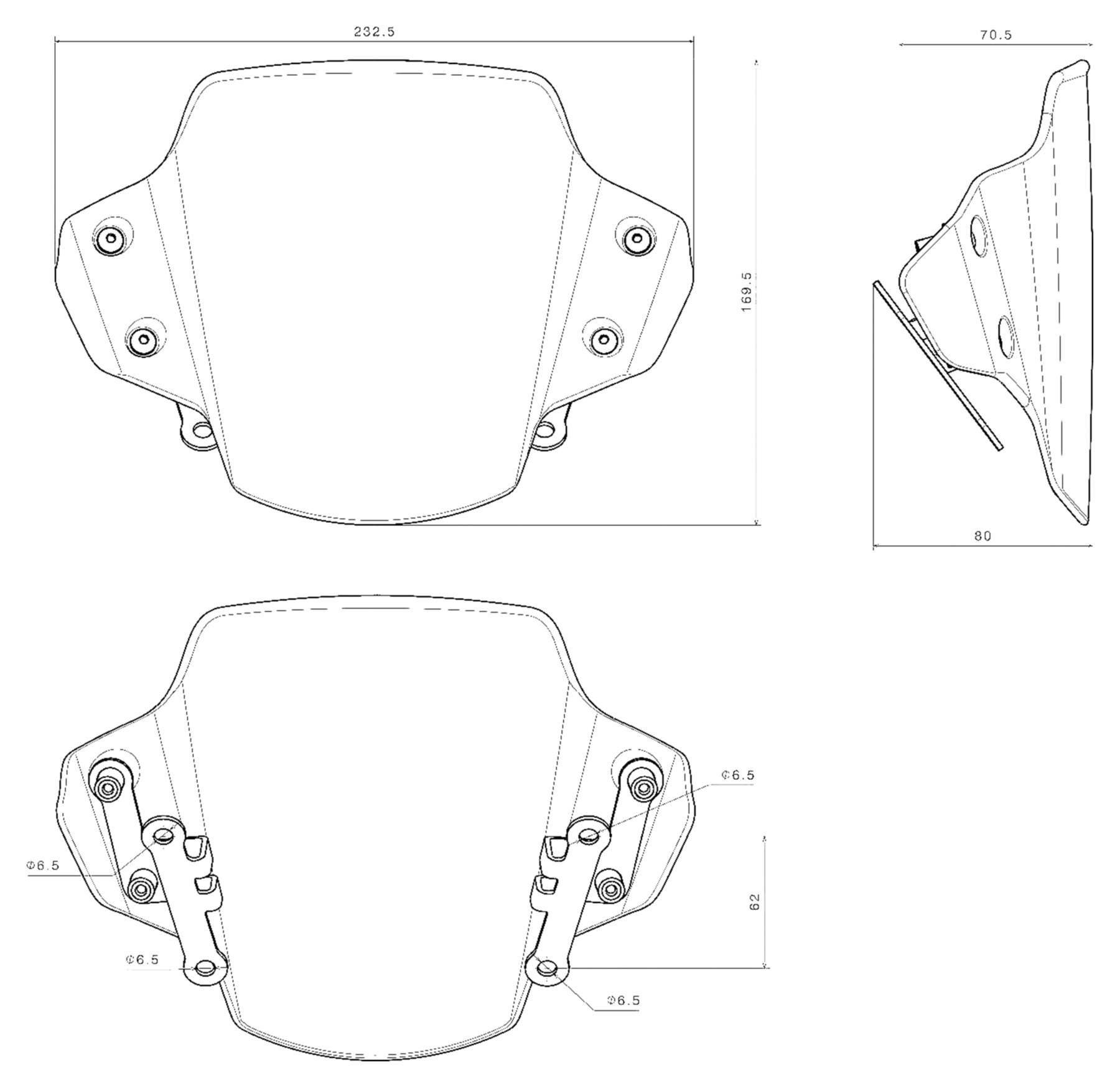 Windscreen with mounting kit