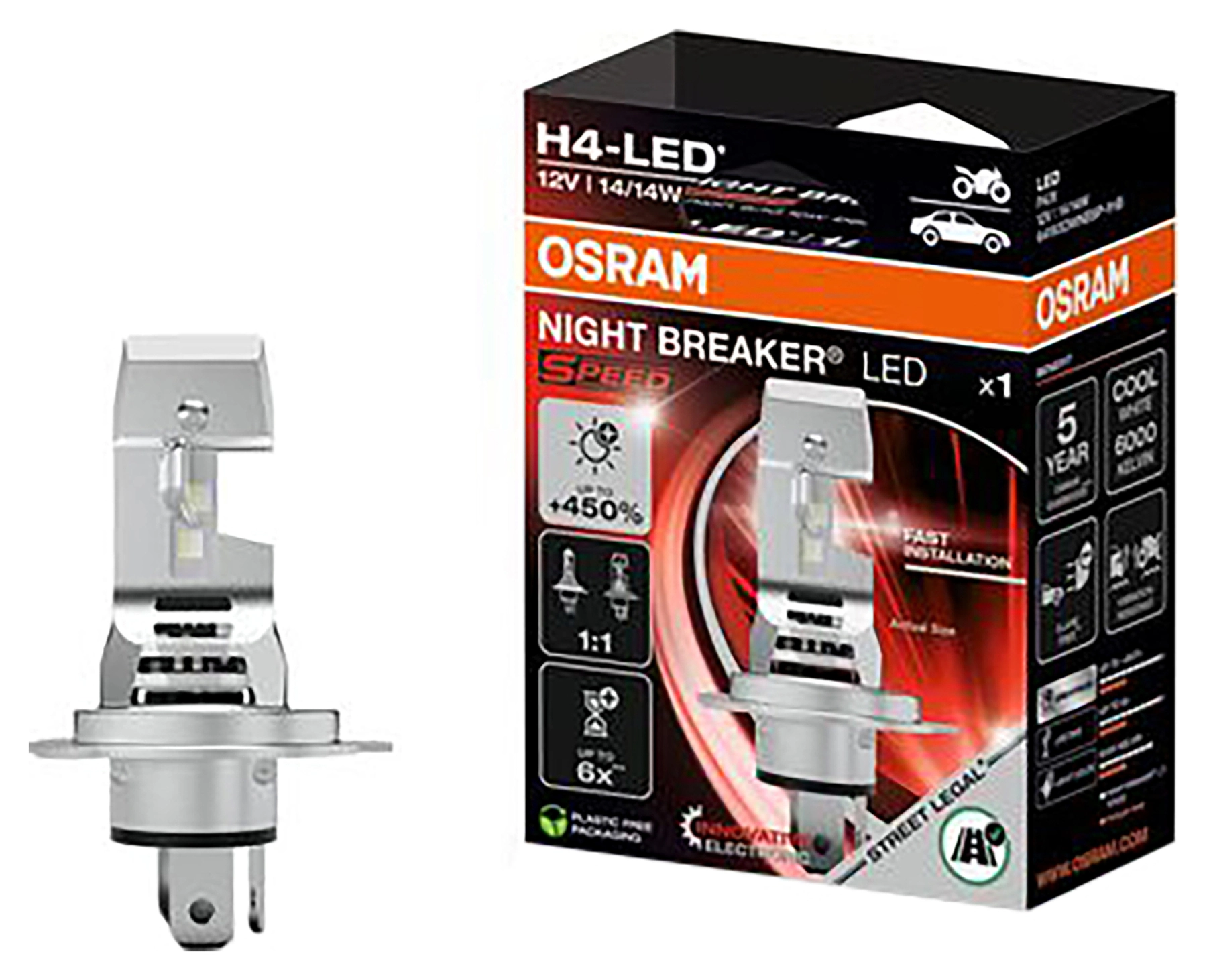 Night Braker LED-Lampe Speed H4 450