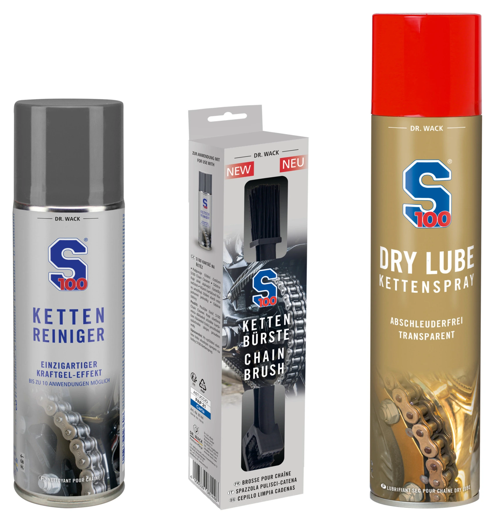 3er-Kettenpflege-Set Dry Lube Spray