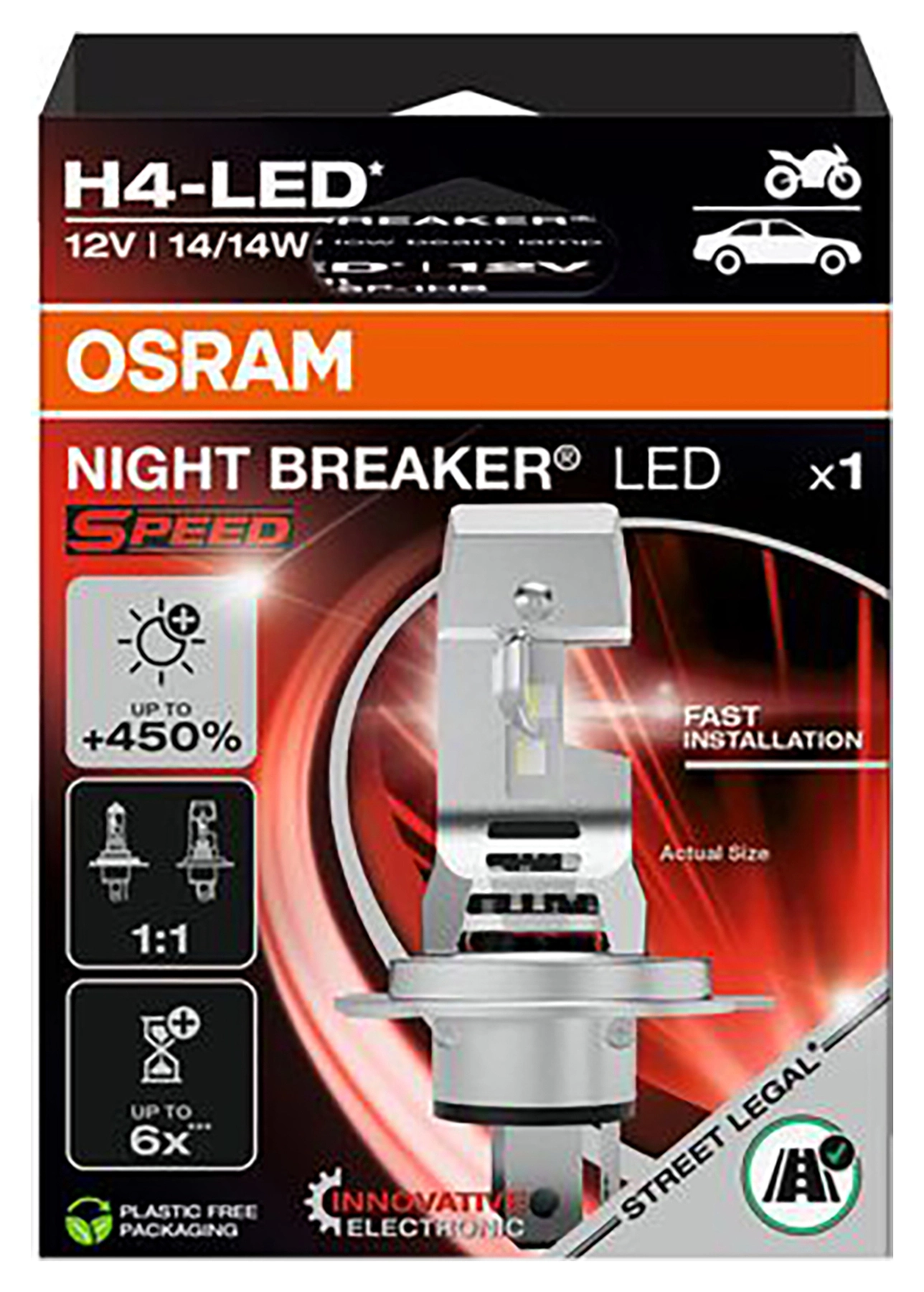 Night Braker LED-Lampe Speed H4 450