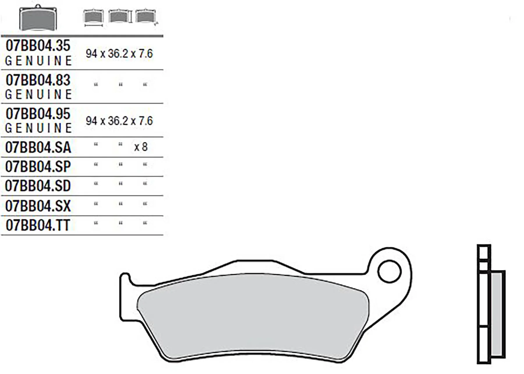 BREMBO PAST.FRENO ORG.